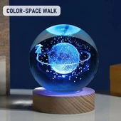 Satürnlü Kız Tasarımlı Işıklı Cam Küre thumbnail 1