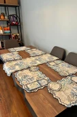 Dalım Keten Nakışlı Amerikan Servis Takımı 19 Parça Mavi - 4