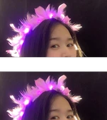 Led Işıklı RGB 3 Fonksiyonlu Otrişli Parti Tacı Pembe Renk thumbnail 1