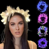 Led Işıklı RGB 3 Fonksiyonlu Otrişli Parti Tacı Beyaz Renk - 1