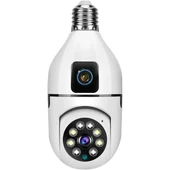 Çift Lensli Duy Girişli Kablosuz Ampul Kamera - 3