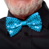 Açık Mavi Turkuaz Payetli Pullu Papyon thumbnail 1