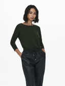 Only 15157920 Genis Yaka Dirsek Kol Kadın Body - Haki thumbnail 3