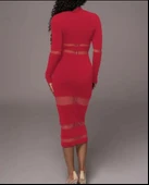 Kadın şerit Transparan Detay Fırsat ürün Midi Boy Elbise thumbnail 2