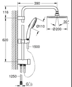 Grohe Tempesta System 200 Duvara Monte Duş Sistemi, Yön Değiştiricili Krom,27389003 - 2