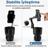 Çok Fonksiyonlu Araç Kupa ve Telefon Tutucu  360 Derece Döner Ayarlanabilir Taban - 2