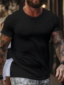 Erkek Kısa Kollu Bisiklet Yaka Viskon Bluz thumbnail 1