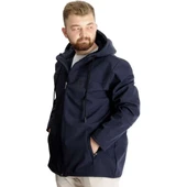 Büyük Beden Erkek Kapüşonlu Mont Waterproof Softshell C21235 Lacivert - 3