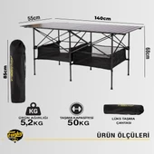 FUNKY CHAIRS Family XXL Katlanabilir Alüminyum Kamp Masası Siyah - 4