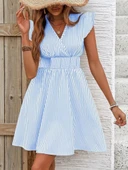 Kadın Kısa Kollu Kruvaze Yakalı Poplin Elbise thumbnail 1