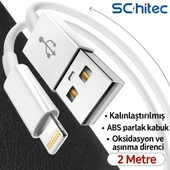 ScHitec 3A 60W UsbA to Lightning Hızlı Data ve Şarj Kablosu 2 Metre Beyaz X74 thumbnail 3