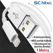 ScHitec 3A 60W UsbA to Lightning Hızlı Data ve Şarj Kablosu 1 Metre Beyaz WDF01 thumbnail 3