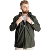 Büyük Beden Erkek Kapüşonlu Mont Waterproof Softshell 21235 Haki - 1