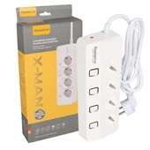 Yamatik X-MAN-104 A-CLASS 4'Lü Ayrı Anahtarlı 2 Metre Akım Korumalı Grup Priz 1400 Joule - 3