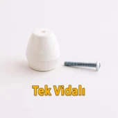 Merkür Düğme Kulp Beyaz Renk Mobilya Mutfak Dolap Dolabı Çekmece Kulpu Kulbu Plastik Tek Vidalı thumbnail 4
