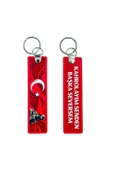 Kahrolayım Senden Başka Seversem TÜRK ASKER BAYRAK Çift Taraflı Anahtarlık 3D, (12 cm x 3 cm) - 1