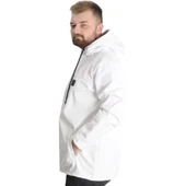 Büyük Beden Erkek Kapüşonlu Mont Waterproof Softshell 21235 Beyaz thumbnail 2
