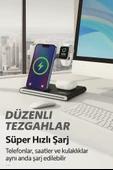 3 ü 1 Arada Katlanabilir Kablosuz Şarj Cihazı -Telefon, Kulaklık, Akıllı Saat Uyumlu - 5