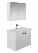 Karen Banyo Mimoza 80 Cm Mdf,Lavabolu,Aynalı Banyo Dolabı Seti,Seramik Lavabo Dahil Beyaz Mdf - 4