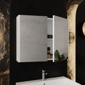 Karen Banyo Mimoza 80 Cm Mdf,Lavabolu,Aynalı Banyo Dolabı Seti,Seramik Lavabo Dahil Beyaz Mdf - 3