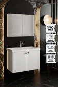 Karen Banyo Mimoza 80 Cm Mdf,Lavabolu,Aynalı Banyo Dolabı Seti,Seramik Lavabo Dahil Beyaz Mdf - 1