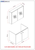 Karen Banyo Mimoza 80 Cm Mdf,Lavabolu,Aynalı Banyo Dolabı Seti,Seramik Lavabo Dahil Beyaz Mdf - 5