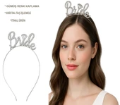 Nessiworld Gümüş Renkli Taşlı “Bride” Gelin Tacı – El Yazısı Yazı Tipiyle - 5