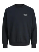 Jack Jones Blachad Brandıng Bisiklet Yaka Erkek Sweat 12261386 thumbnail 5