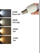 (8 Adet) Osaka 9W (70W) Beyaz Işık (6500K) E14 Duylu (İnce Duy) Led Mum Ampul thumbnail 5