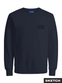 Jack Jones Logo Bisiklet Yaka Relax Fit Erkek Sweat 12290659 - 1