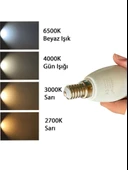 (6 Adet) Osaka 9W (70W) Sarı Işık (3000K) E14 Duylu (İnce Duy) Led Mum Ampul thumbnail 5