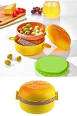 Hamburger Şeklinde Beslenme Kutusu Yemek Kuruyemiş Saklama Kabı Okul Menü Çocuk Çantası Sefer Tası - 1