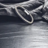 İkili Deri Ve Çelik Zincir Bileklik 31834B16D1 thumbnail 2