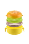 Hamburger Şeklinde Beslenme Kutusu Yemek Kuruyemiş Saklama Kabı Okul Menü Çocuk Çantası Sefer Tası - 7