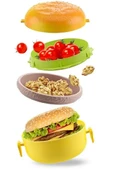Hamburger Şeklinde Beslenme Kutusu Yemek Kuruyemiş Saklama Kabı Okul Menü Çocuk Çantası Sefer Tası - 8