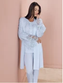 757 Penye 3'lü Sabahlık Pijama Takımı thumbnail 1
