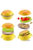 Hamburger Şeklinde Beslenme Kutusu Yemek Kuruyemiş Saklama Kabı Okul Menü Çocuk Çantası Sefer Tası - 3