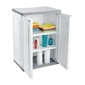 Omnipazar CLK-805 Plastik 2 Kapaklı Çok Amaçlı Banyo Dolabı Demonte Beyaz - 3