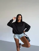 2 iplik bisiklet yaka sweat siyah f2339 thumbnail 4