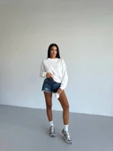 2 iplik bisiklet yaka sweat beyaz f2339 thumbnail 2