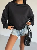 2 iplik bisiklet yaka sweat siyah f2339 thumbnail 1