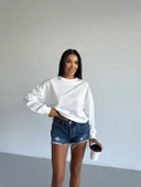 2 iplik bisiklet yaka sweat beyaz f2339 thumbnail 5