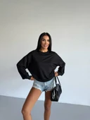 2 iplik bisiklet yaka sweat siyah f2339 thumbnail 2