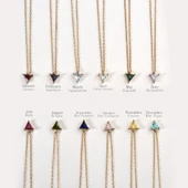 925 Ayar Gümüş Altın Kaplama Üçgen Tek Taş 6,50 mm Kolye - CNS00655 thumbnail 6