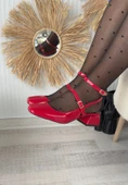 Karmi Kırmızı Rugan Topuklu Kemerli Ayakkabı thumbnail 3