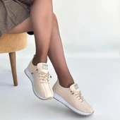 Monya Bej Cilt Bağcıklı Spor Ayakkabı thumbnail 4