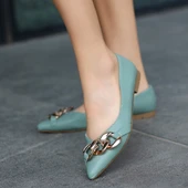 Popi Mint Yeşili Cilt Zincirli Babet Ayakkabı thumbnail 5