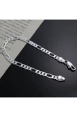 Erkek Kadın Unisex Figaro 6mm Gümüş Kaplama Zincir Bileklik Künye Hediyelik - 4