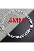 Erkek Kadın Unisex Figaro 6mm Gümüş Kaplama Zincir Bileklik Künye Hediyelik - 2