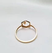 Hexagon Altın Yüzük 14K Modern thumbnail 4